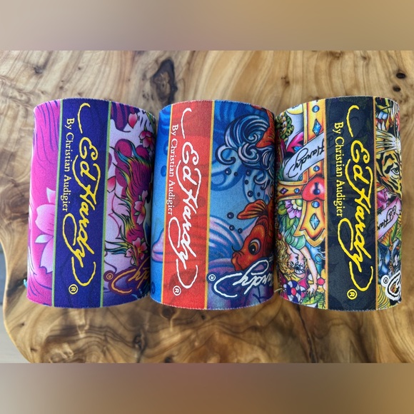 Ed Hardy By Christian Audigier Beverage Cooler Tattoo 3 pc Koozie set - Picture 6 of 9
